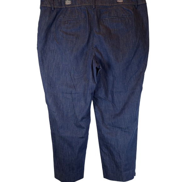 Talbots Dress Denim Slit Ankle Pants Size 20W Dark Blue Welt Pockets Work Preppy - Picture 4 of 12